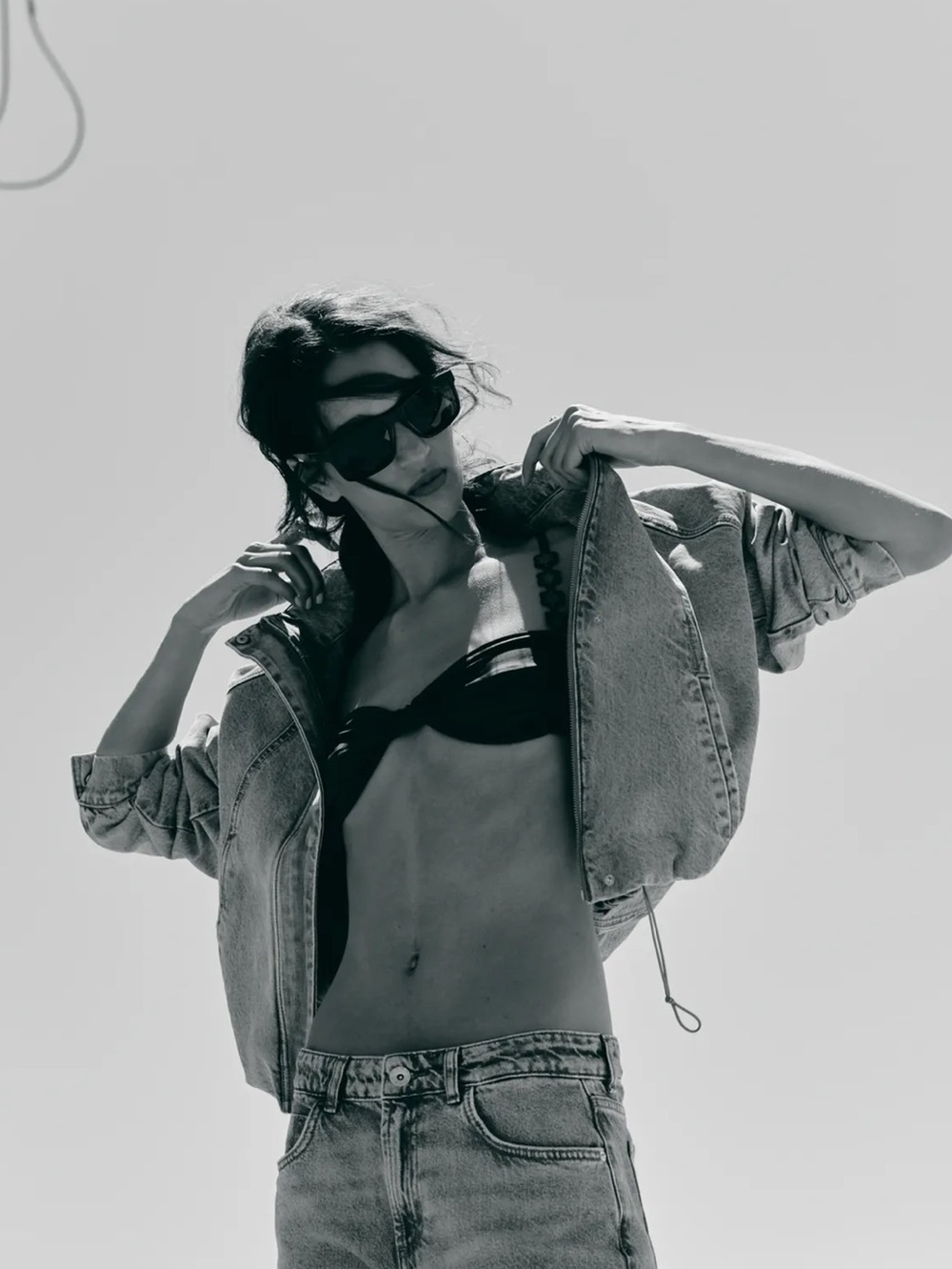 Zara Z1975 HIGH NECK DENIM BOMBER JACKET - Picture 4 of 11